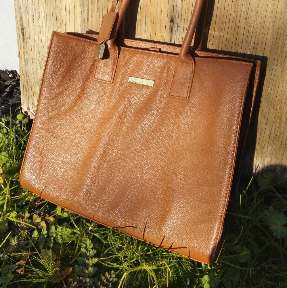 Cognac Brown Joy and Iman Large Leather Tote